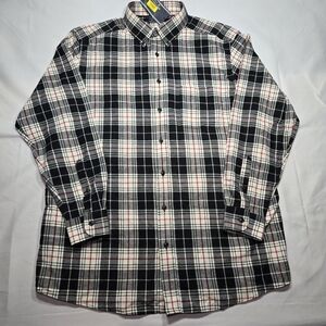 Roundtree & Yorke Long-Sleeve Flannel Mens XLT Black Red Plaid 100% Cotton NWT
